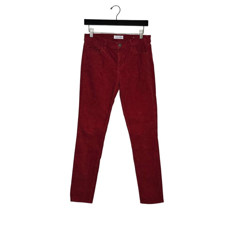 LOFT Red Burgundy Corduroy Slim Straight Pants Size 4 27